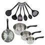 Voir la diapositive 1 : Fackelmann Set 1 poêle 24 cm 3 casseroles 12 16 et 20 cm en inox et 6 ustensiles Fackelmann Geneva