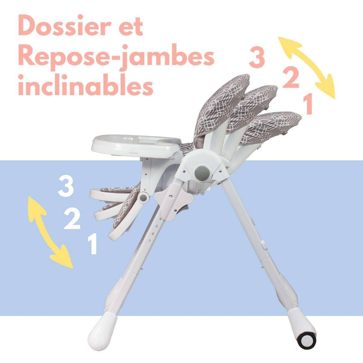 BAMBISOL Bambisol Chaise Haute Bébé Evolutive Pliable | Roulettes | Zen