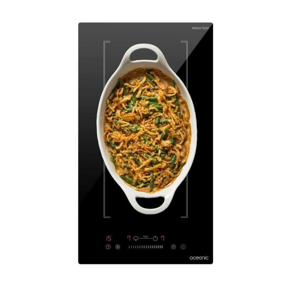 OCEANIC Domino induction encastrable - OCEANIC - OCEATI2Z2BF - Flex 2 feux - 3600 W - Noir