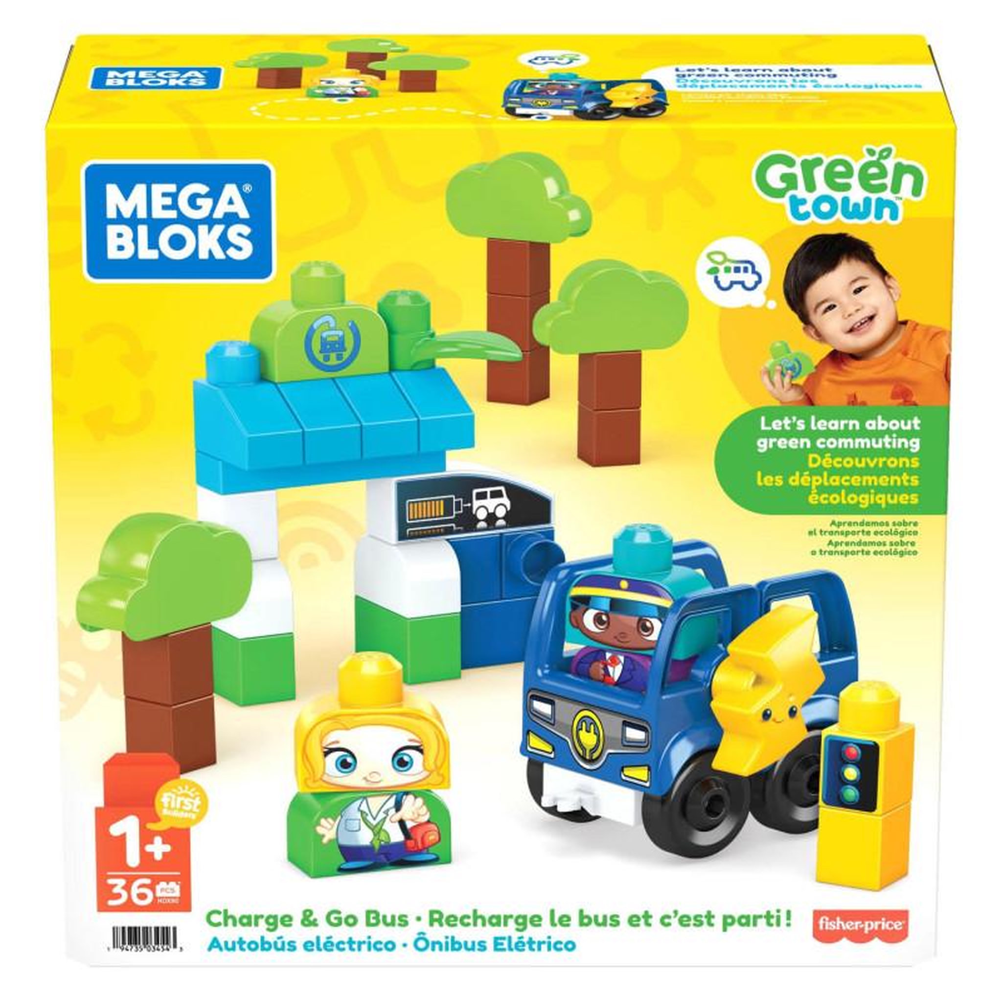 Voir la diapositive 2 : MEGA BLOKS Mega Bloks Green Town Charge and Drive Bus HDX90