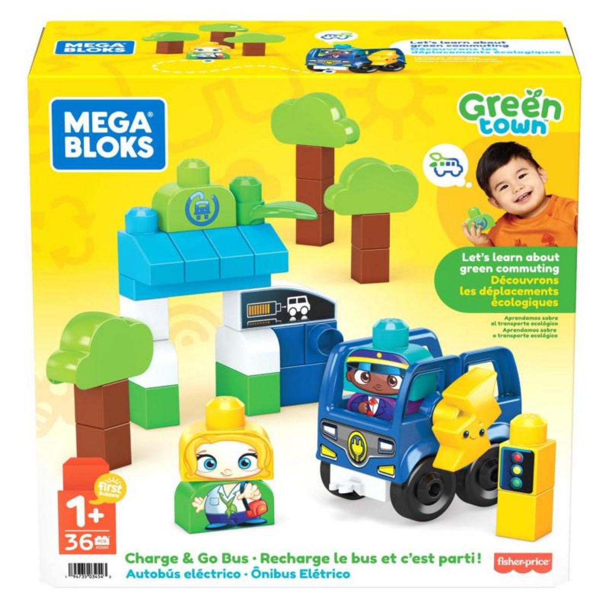 MEGA BLOKS Mega Bloks Green Town Charge and Drive Bus HDX90