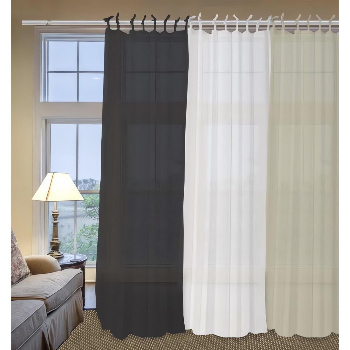 SOLEIL D'OCRE Voile à oeillets en coton 135x250 cm PANAMA, par Soleil d'Ocre