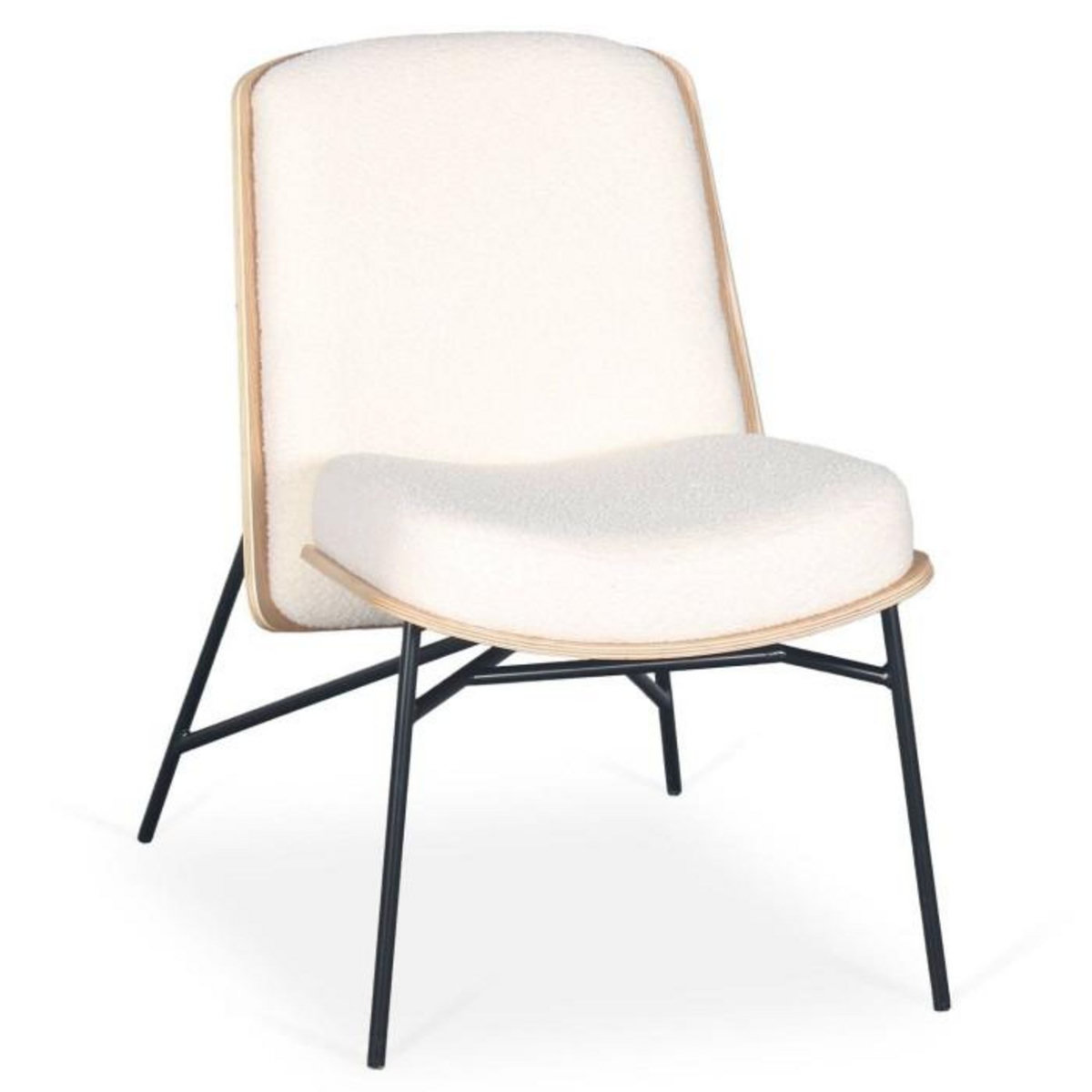 Paris Prix Fauteuil Design Bouclette  Vincente  80cm Crème