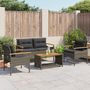 Voir la diapositive 3 : VIDAXL Salon de jardin 4 pcs avec coussins gris resine tressee