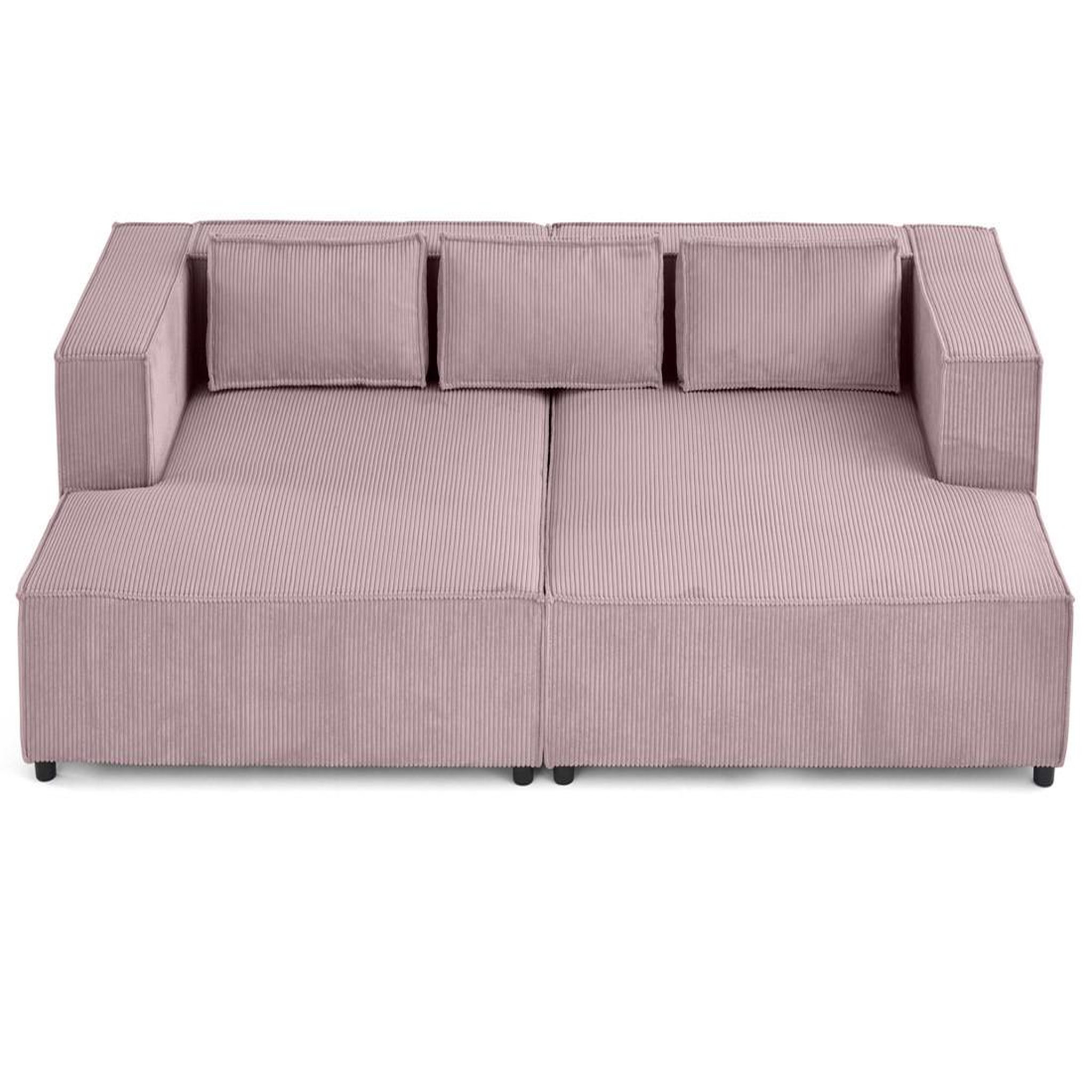 Voir la diapositive 3 : LISA DESIGN Stella - canapé droit 3 places avec double méridienne - assise profonde - en velours côtelé