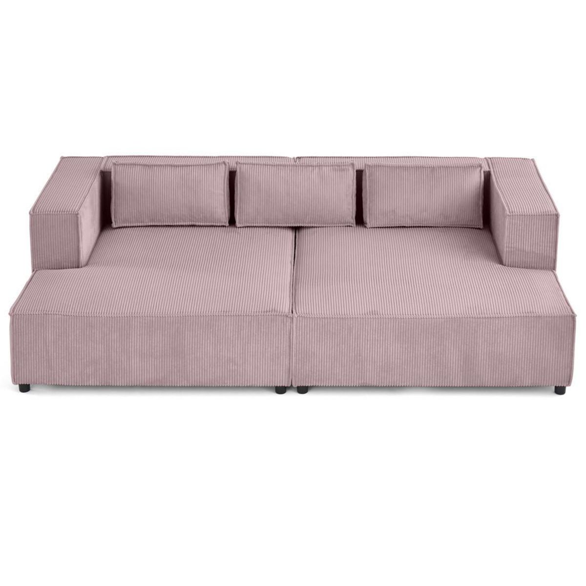 LISA DESIGN Stella - canapé droit 3 places avec double méridienne - assise profonde - en velours côtelé