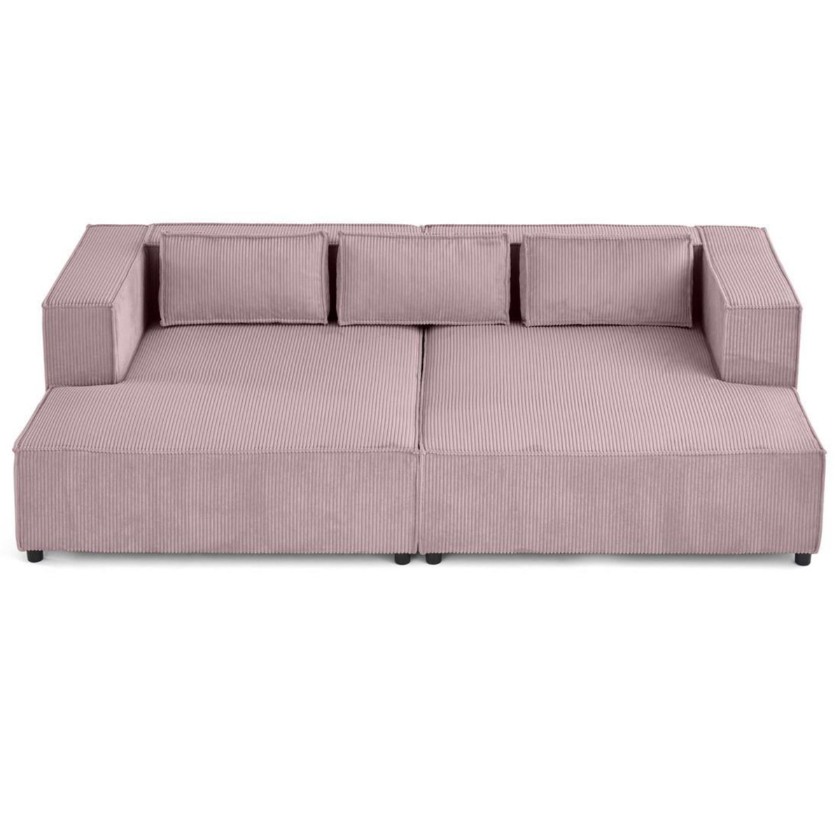 LISA DESIGN Stella - canapé droit 3 places avec double méridienne - assise profonde - en velours côtelé