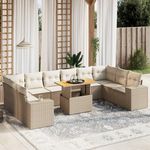 VIDAXL Salon de jardin 11 pcs avec coussins beige resine tressee