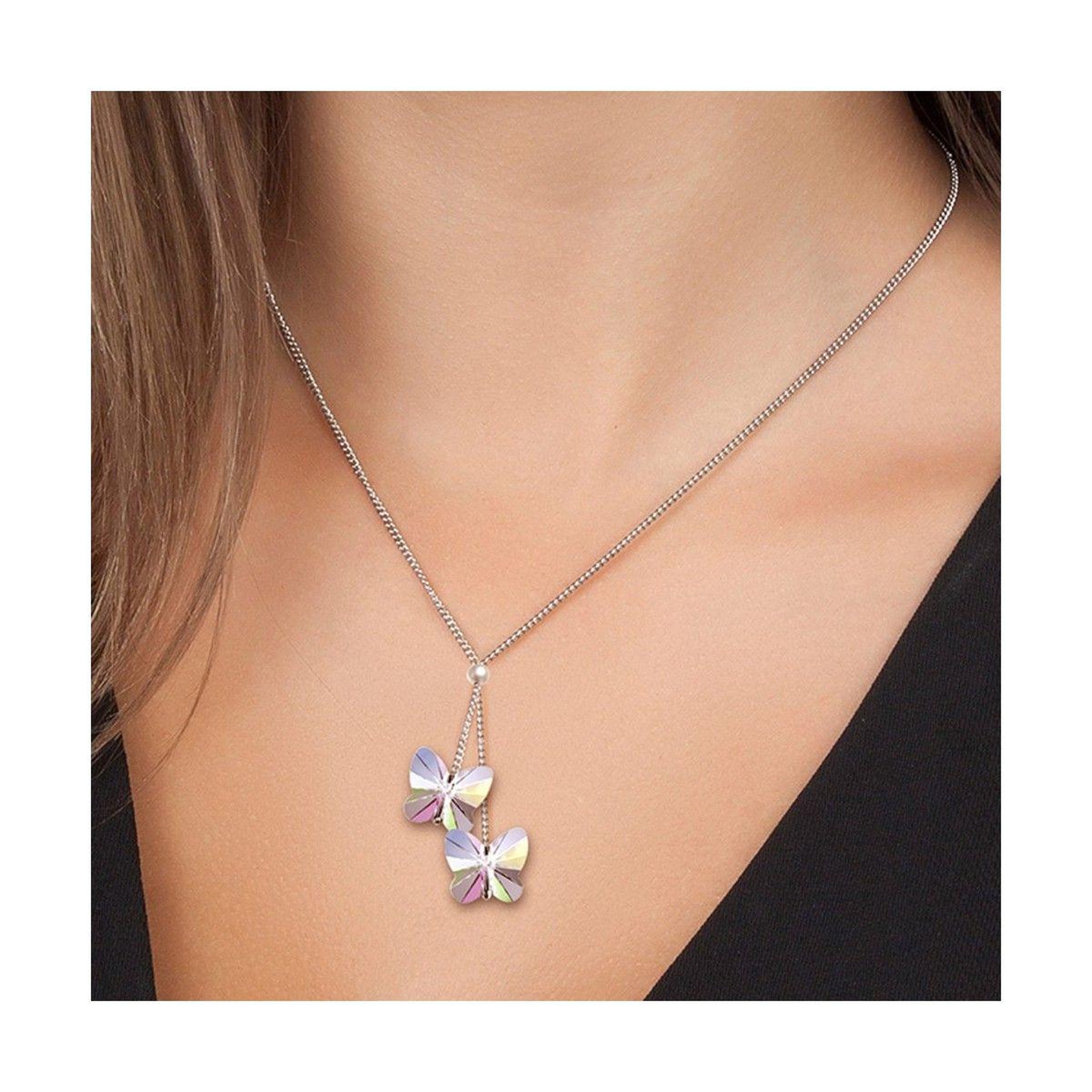 Voir la diapositive 2 : SC CRYSTAL Collier mode papillons SC Crystal orné de Cristaux scintillants