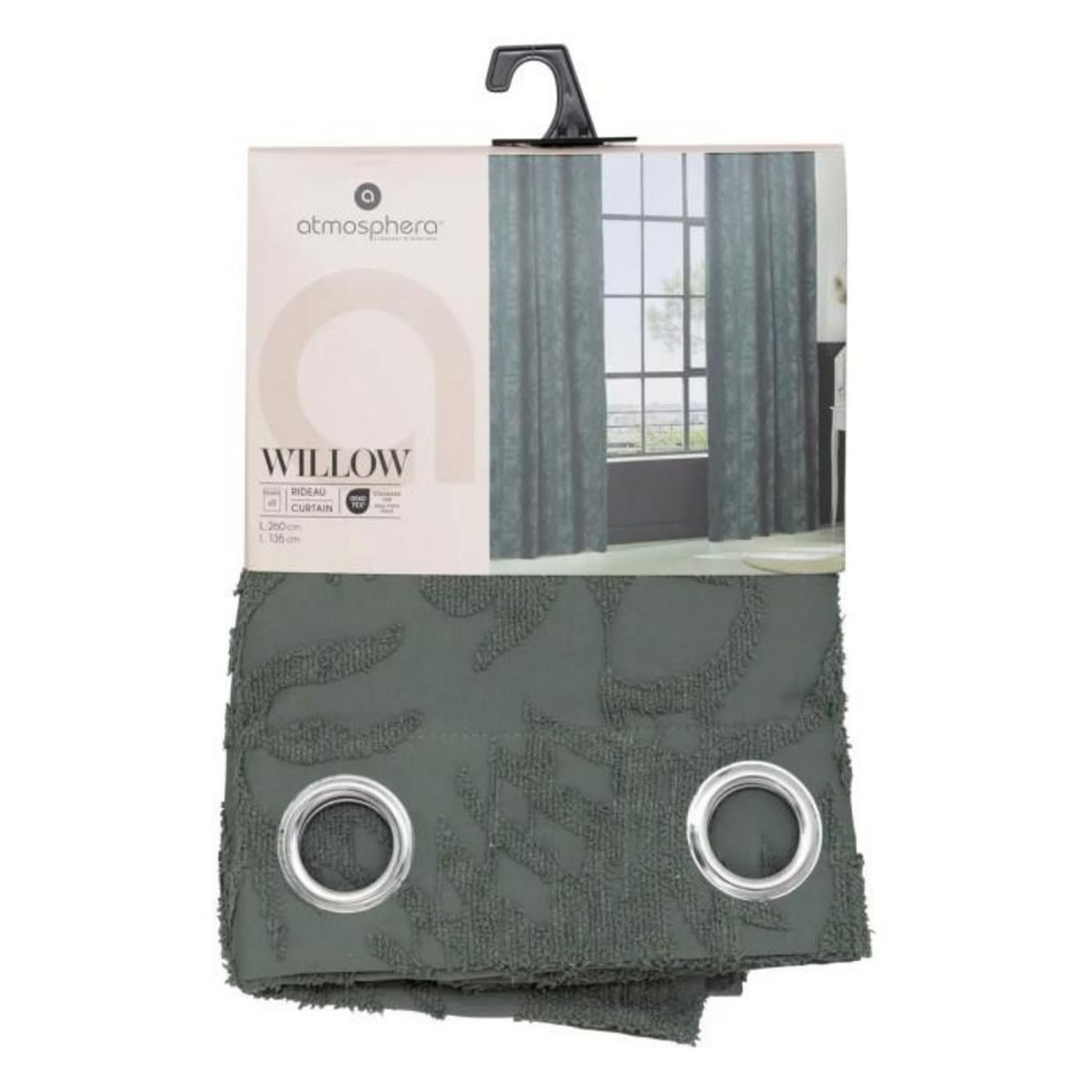 ATMOSPHERA Rideau à Œillets Tufté  Willow  135x260cm Vert Kaki