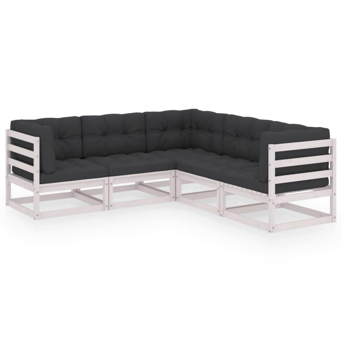 VIDAXL Salon de jardin 5 pcs avec coussins Bois de pin massif