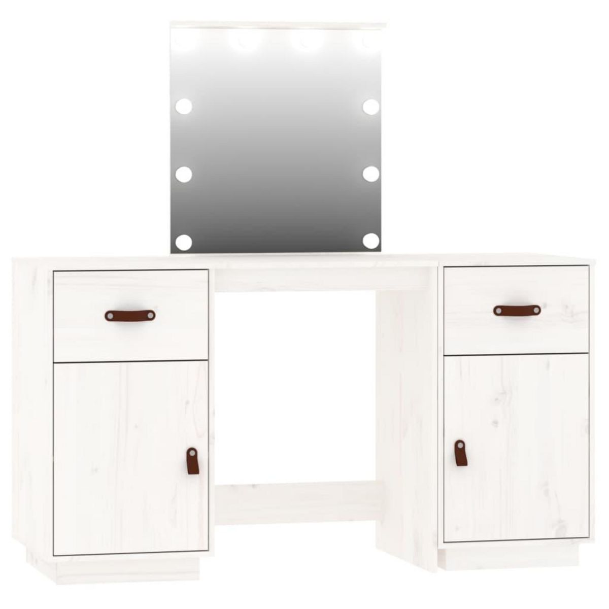 VIDAXL Ensemble de coiffeuse avec LED Blanc Bois de pin solide