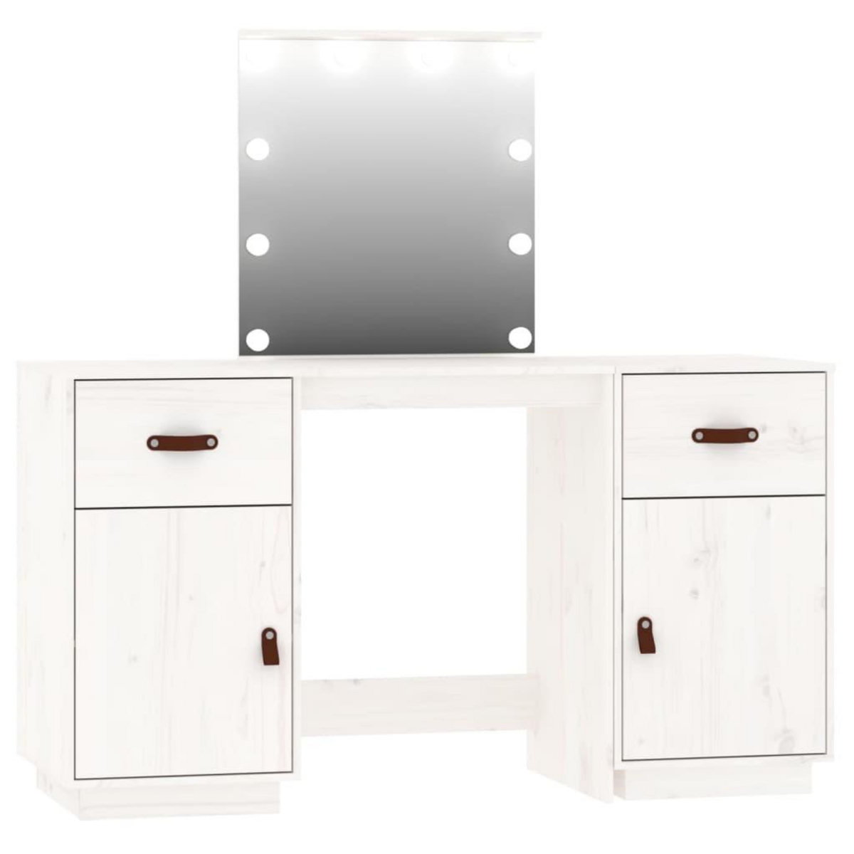 VIDAXL Ensemble de coiffeuse avec LED Blanc Bois de pin solide