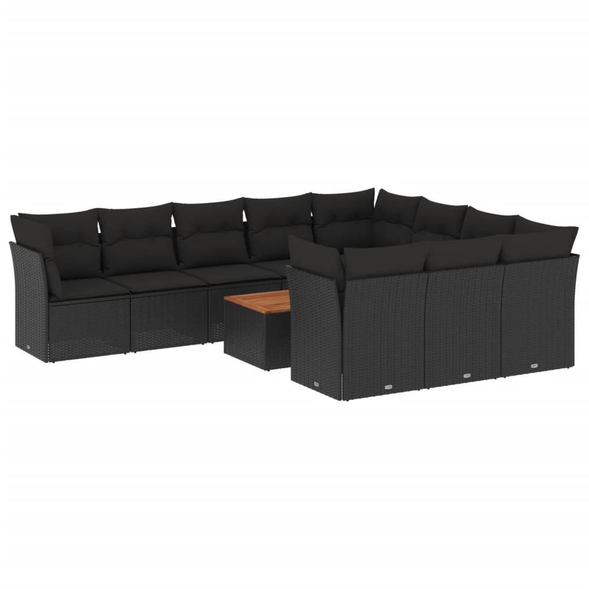 Voir la diapositive 2 : VIDAXL Salon de jardin 11 pcs avec coussins noir resine tressee