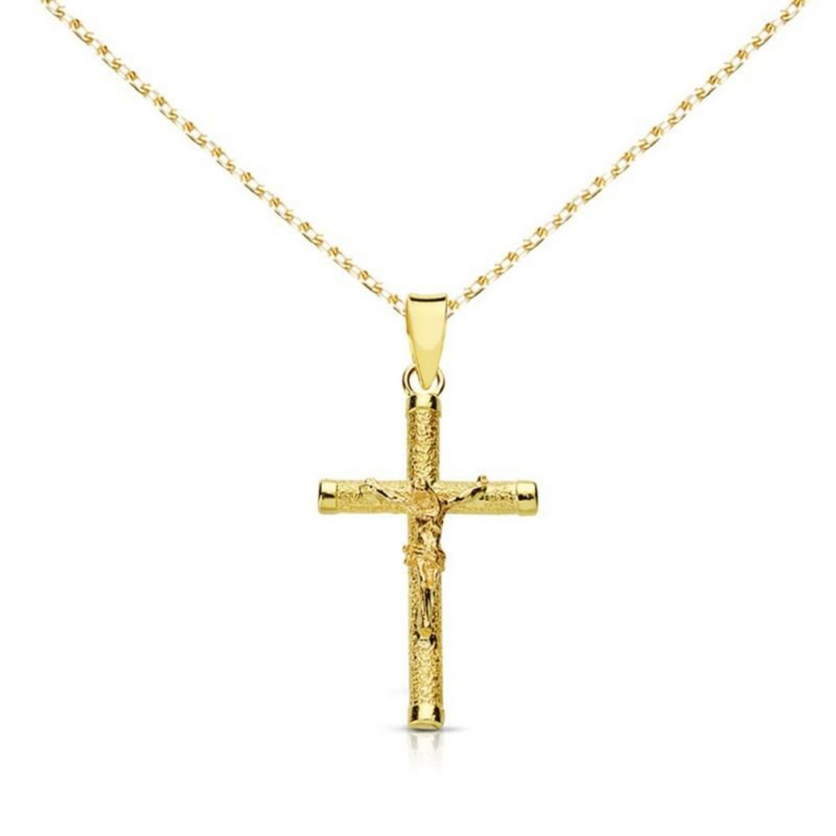 L'ATELIER D'AZUR Collier - Médaille Christ sur la Croix Or Jaune - Chaine Dorée