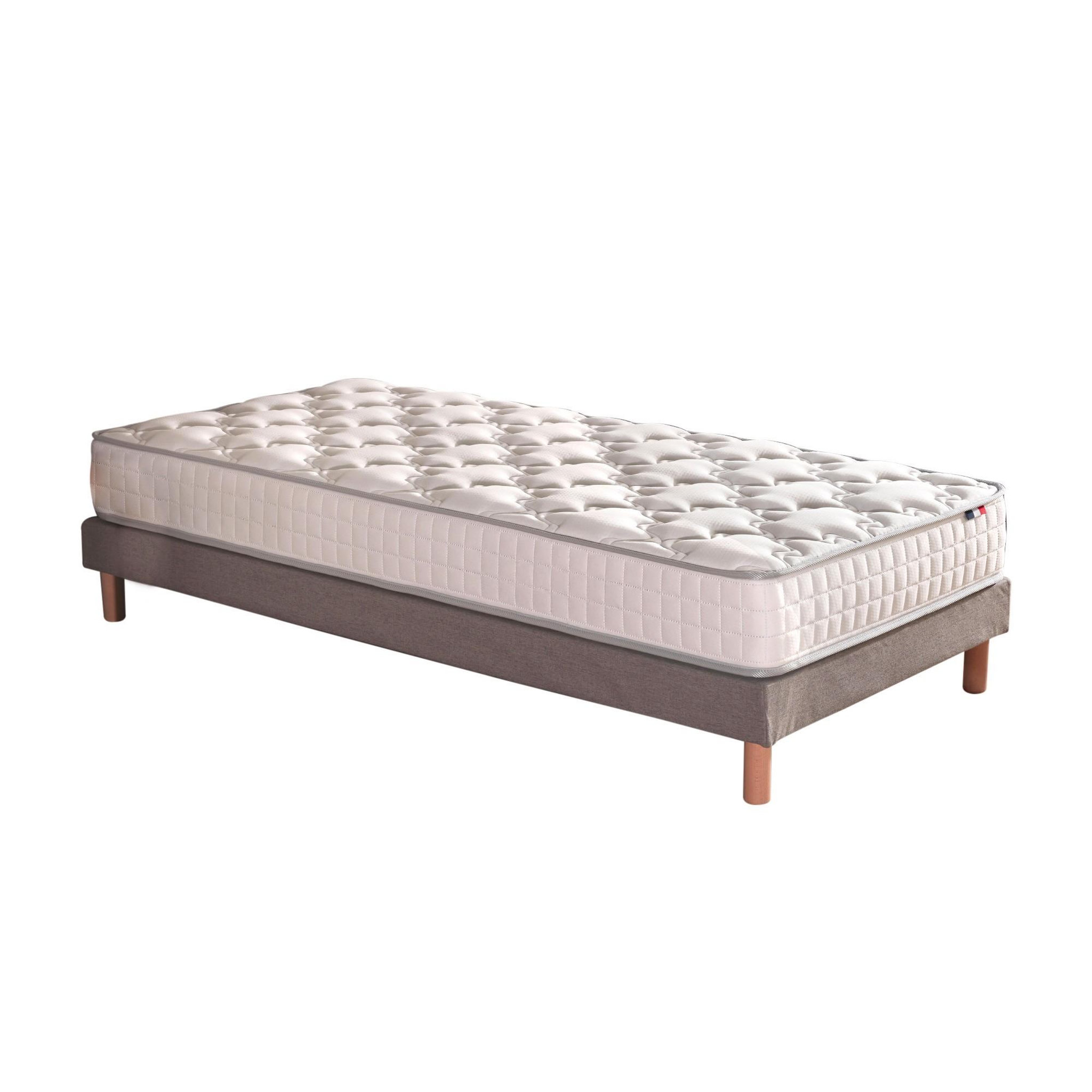 Voir la diapositive 2 : IDLITERIE Ensemble matelas ressorts ensachés spectre + sommier tapissier 90 x 200 sommier gris