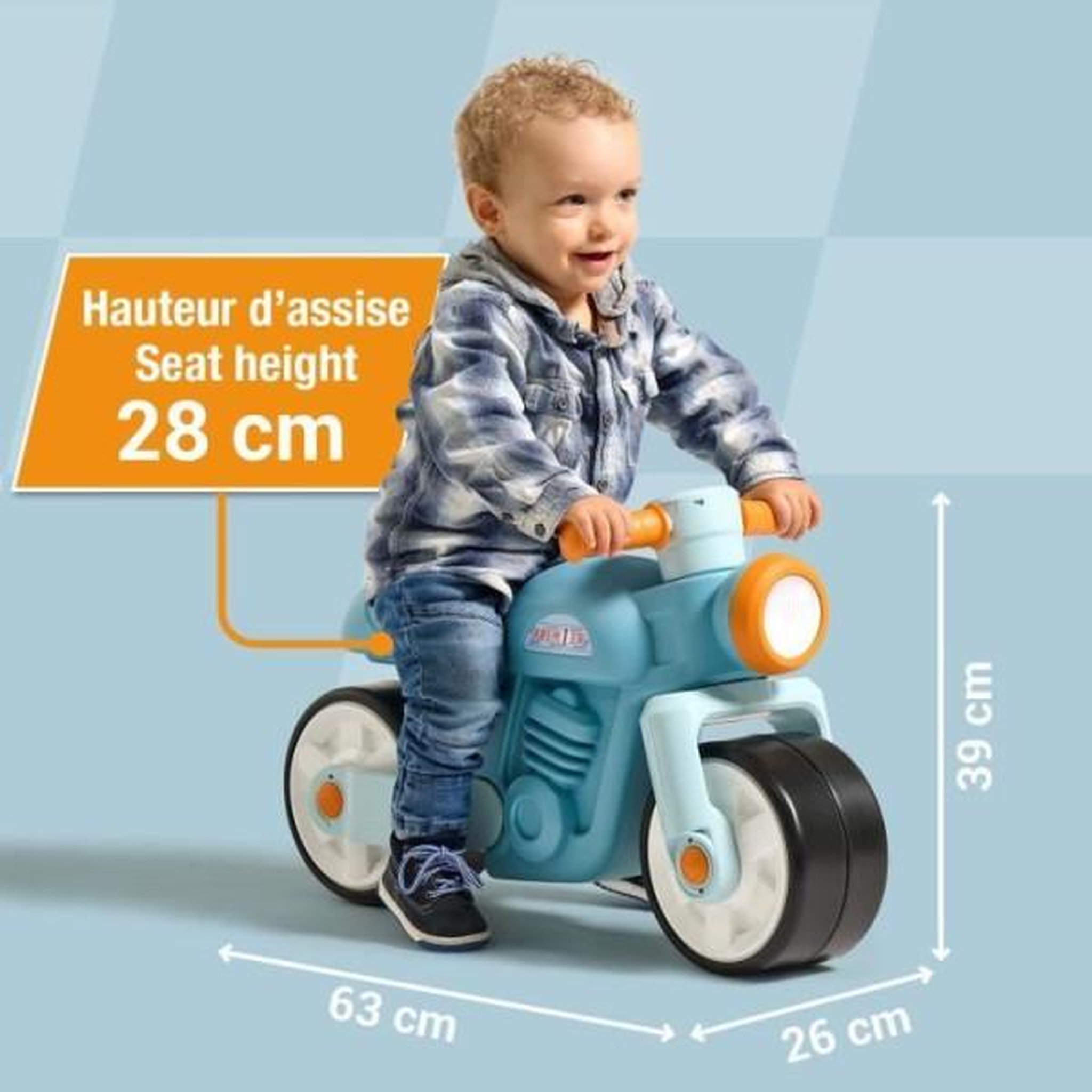 Voir la diapositive 4 : FALK Draisienne Velo  Moto Premier - FALK - Avec roues silencieuses - Bleu - 75% Plastique Recyclé - 100% Fabriqué en France - Des 12 mo