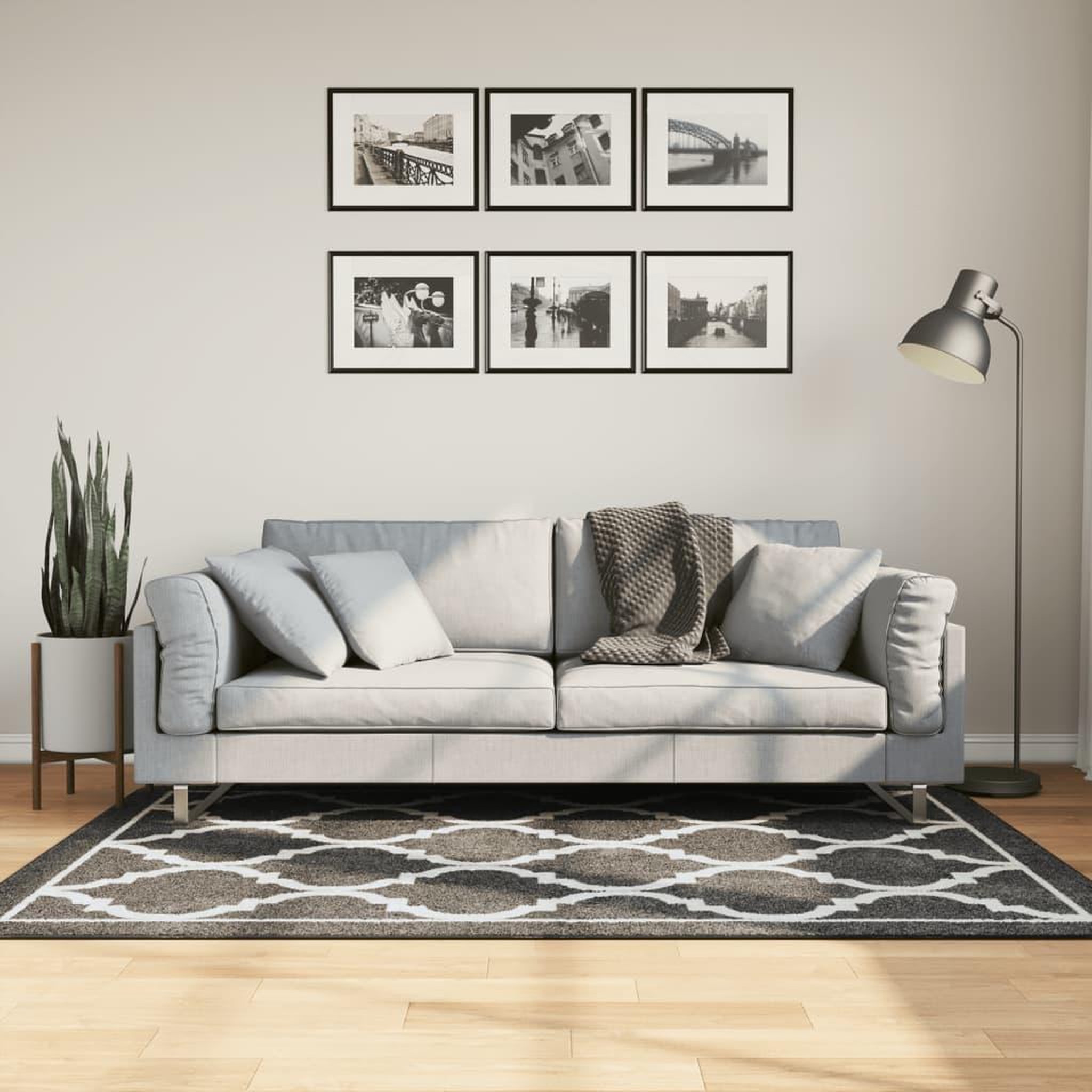 VIDAXL Tapis lavable noir et blanc 120x180 cm antiderapant