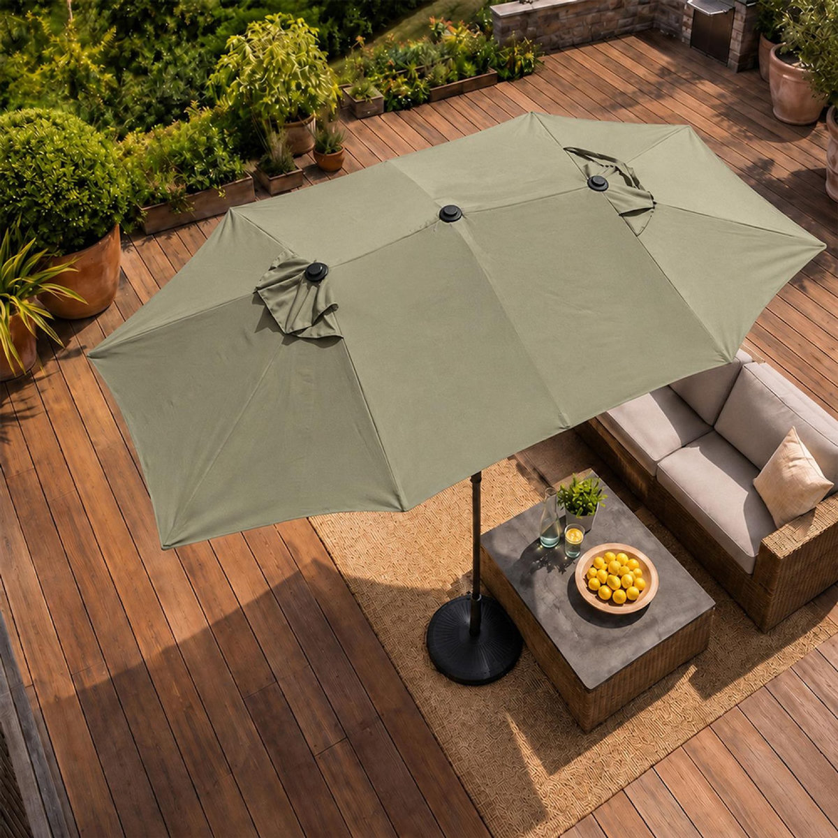 CONCEPT USINE Parasol rectangulaire double 2,7x4,6m vert VENICE
