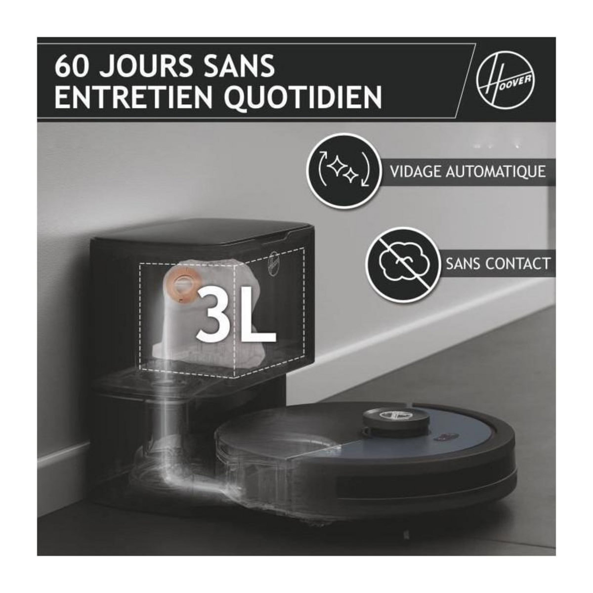 HOOVER Robot Aspirateur Laveur - HOOVER HG450HP HYDRO Pro - 4000 Pa - Autonomie : 120 min - 65 dBA