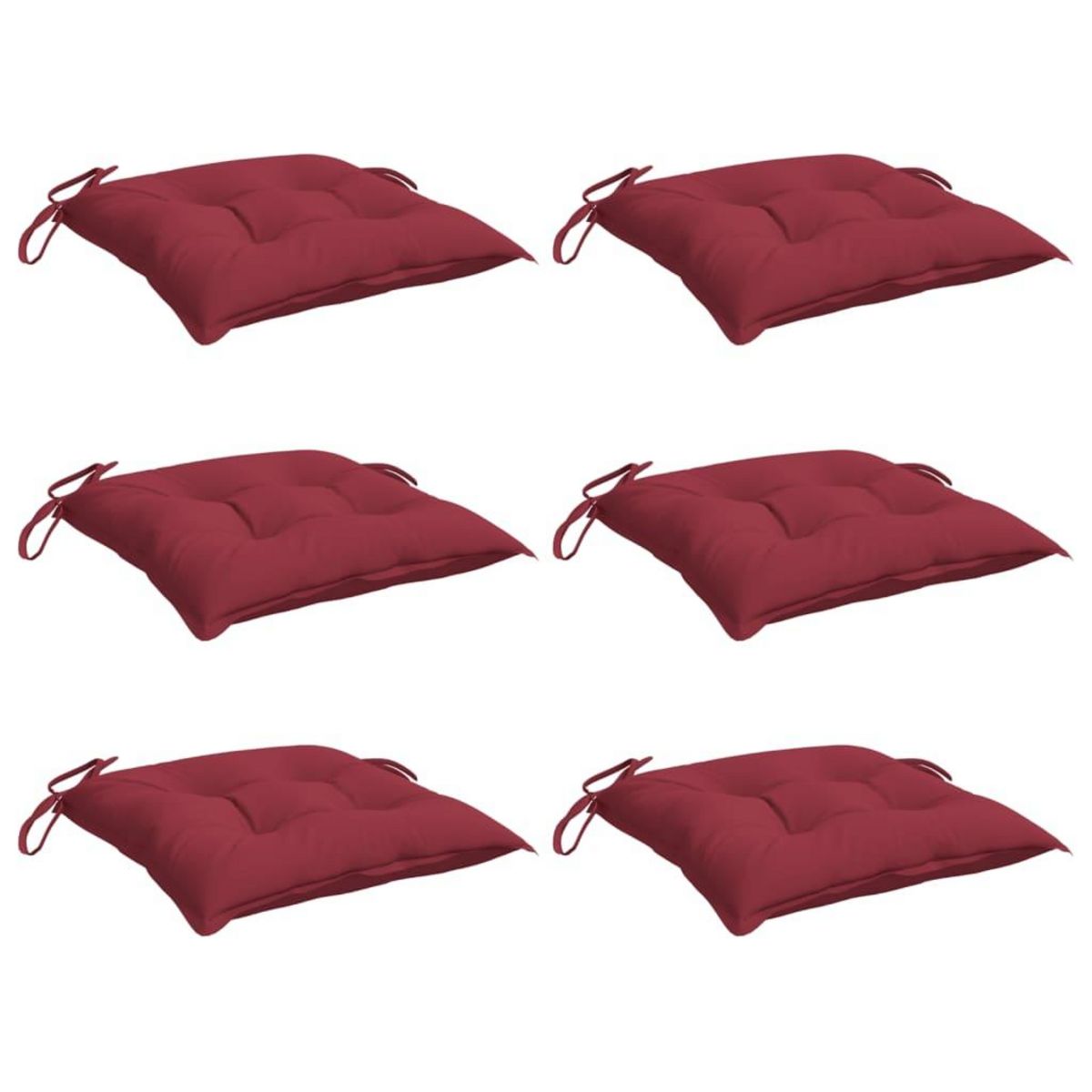 VIDAXL Coussins de chaise lot de 6 bordeaux 40x40x7 cm tissu oxford