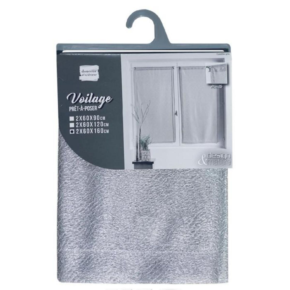 Paris Prix Paire de Voilages  Castille  60x160cm Gris