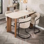 LISA DESIGN Mohea - table à manger - plateau en céramique effet travertin - 4 à 6 personnes. Coloris disponibles : Marron