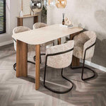 LISA DESIGN Mohea - table à manger - plateau en céramique effet travertin - 4 à 6 personnes. Coloris disponibles : Marron