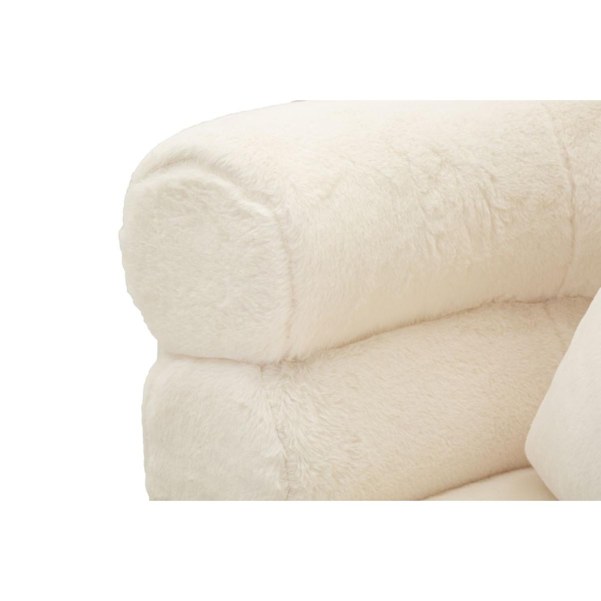 Voir la diapositive 5 : Paris Prix Fauteuil imitation fourrure  soffy+  85cm blanc & or