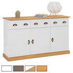 IDIMEX Buffet PARIS en pin massif, 3 portes et 3 tiroirs. Coloris disponibles : Blanc