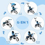 Voir la diapositive 4 : HOMCOM Tricycle enfant évolutif pare-soleil pliable canne télescopique amovible acier bleu