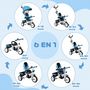 Voir la diapositive 4 : HOMCOM Tricycle enfant évolutif pare-soleil pliable canne télescopique amovible acier bleu