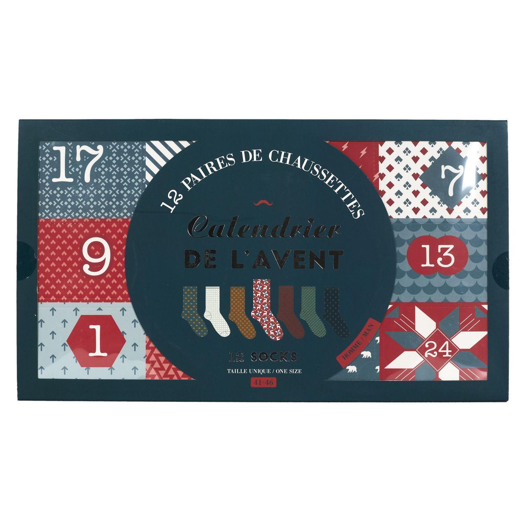 The Home Deco Factory Calendrier de l'avent 12 paires de chaussettes homme
