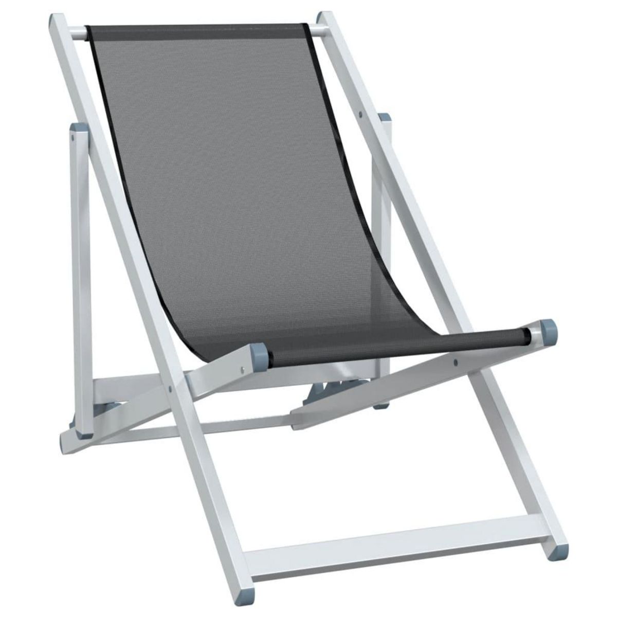 VIDAXL Chaises de plage pliantes lot de 2 gris aluminium et textilene