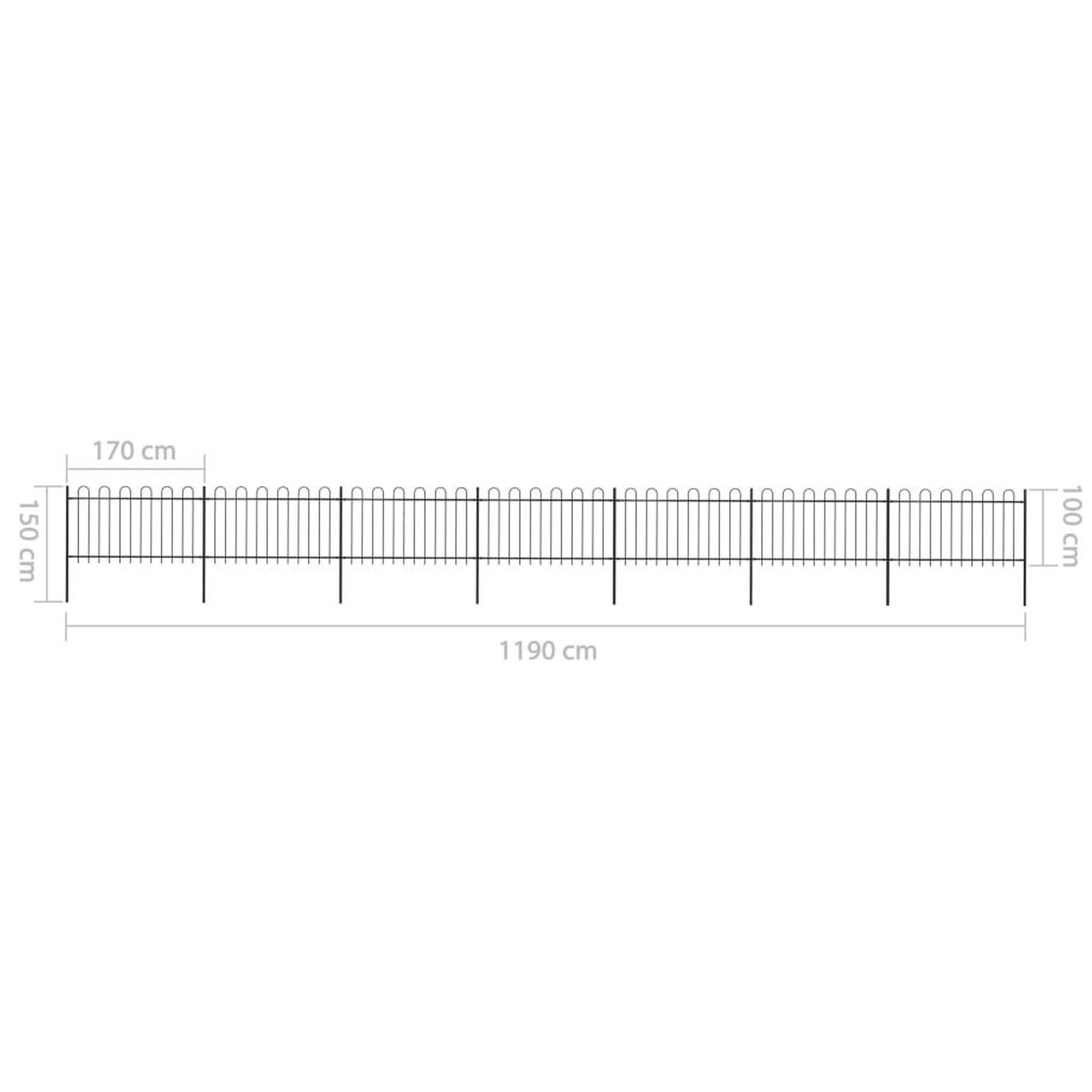 Voir la diapositive 6 : VIDAXL Cloture de jardin avec dessus en cerceau Acier 11,9 x 1 m Noir