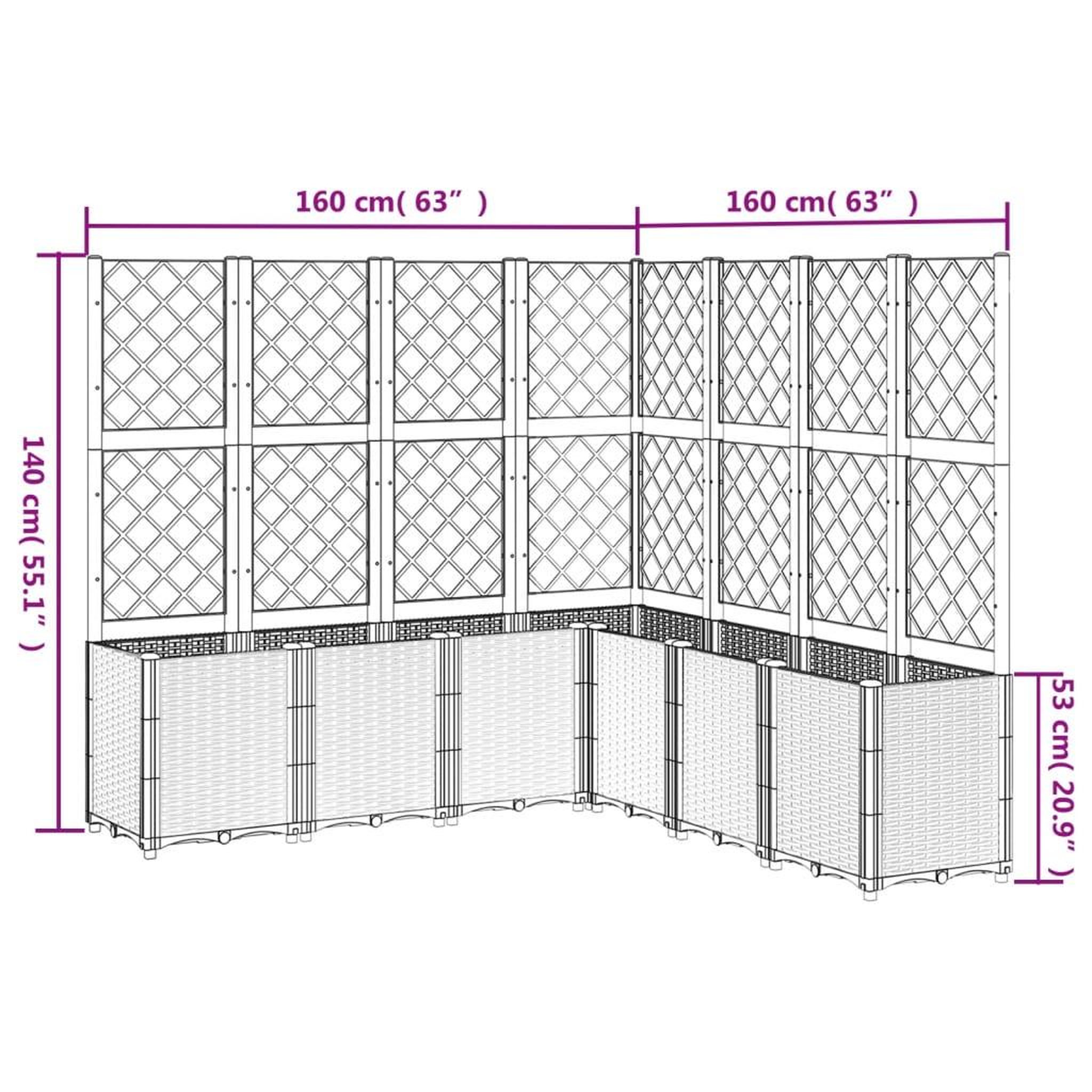 Voir la diapositive 6 : VIDAXL Jardiniere avec treillis marron 160x160x140 cm PP