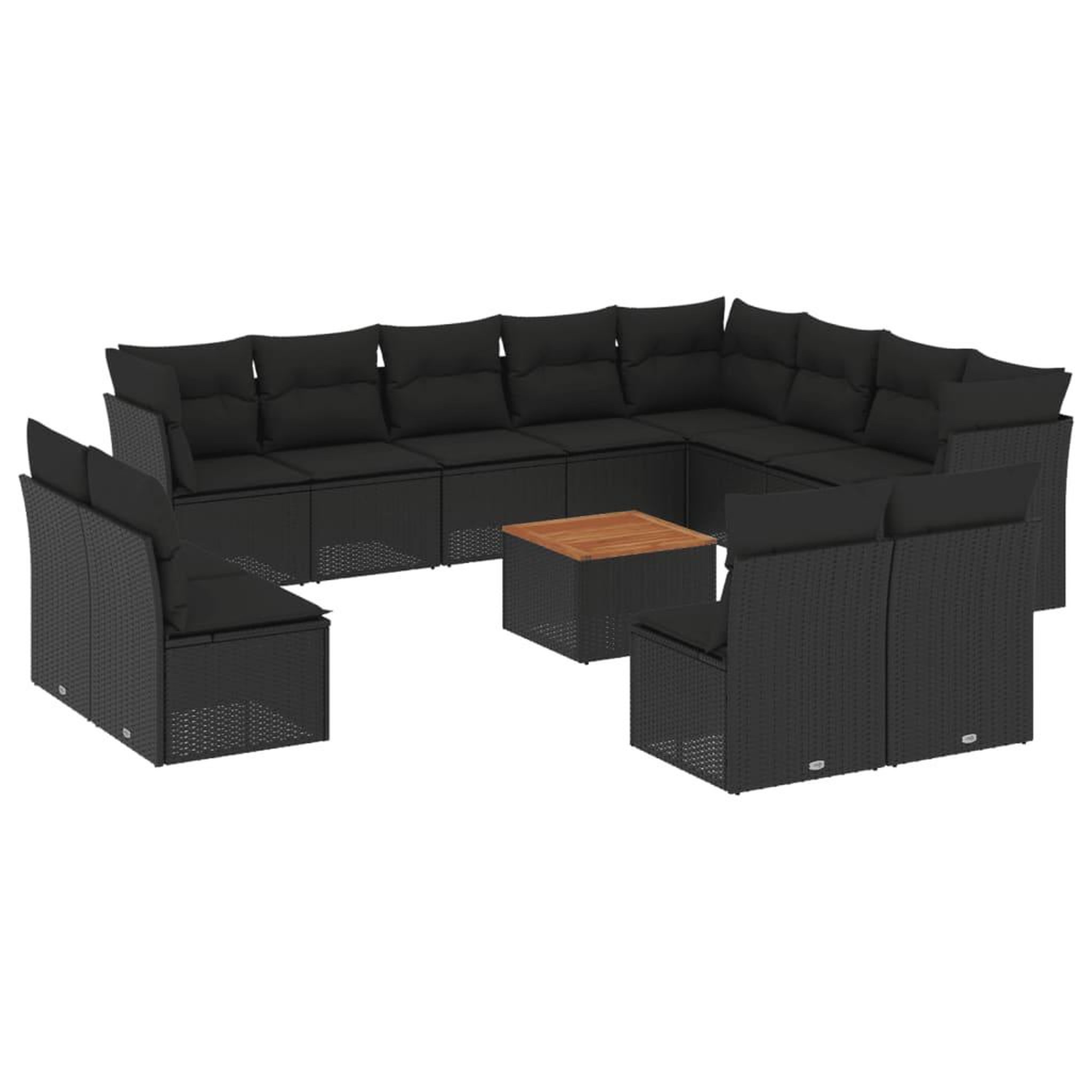Voir la diapositive 2 : VIDAXL Salon de jardin avec coussins 13 pcs noir resine tressee