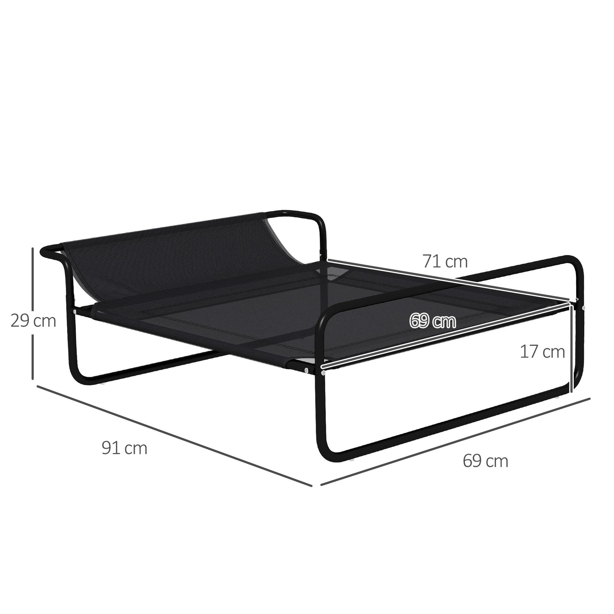 Voir la diapositive 3 : PAWHUT Lit surélevé pour chien appui-tête textilène micro-perforé noir