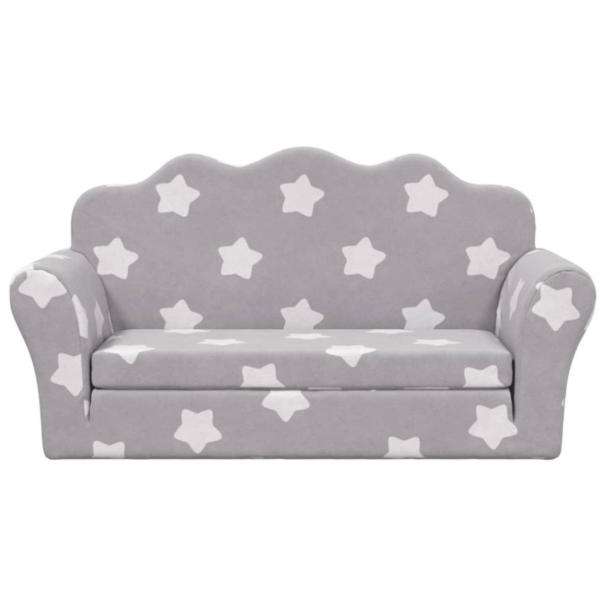 VIDAXL Canape-lit enfant 2 places gris clair etoiles peluche douce