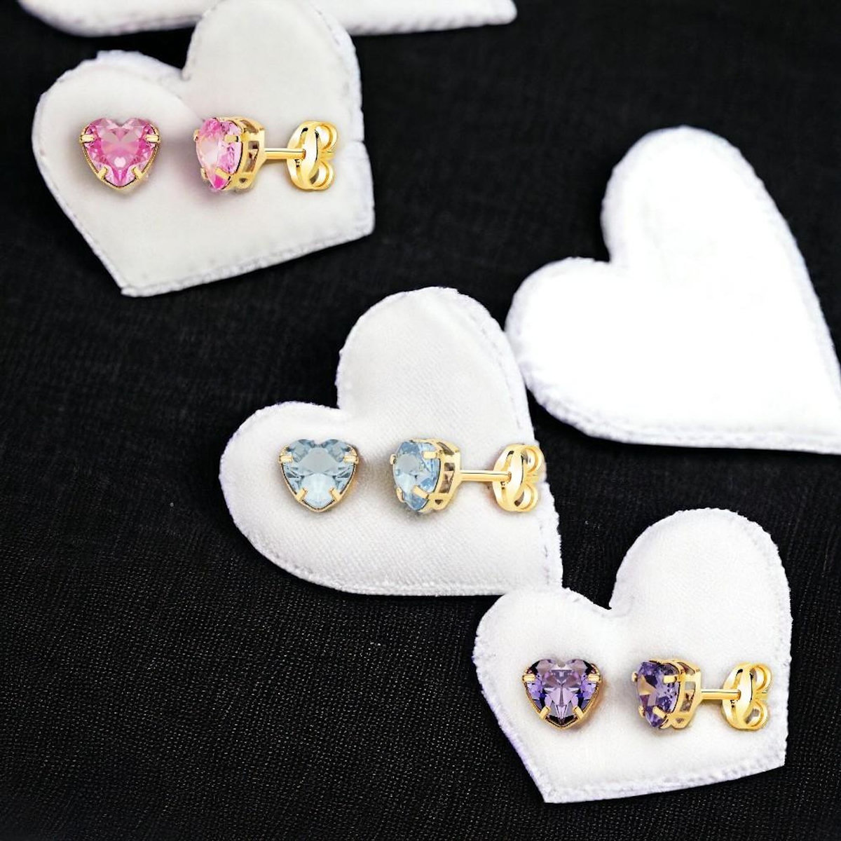 L'ATELIER D'AZUR Boucles d'Oreilles Or 18 Carats 750/000 - Zirconiums Roses