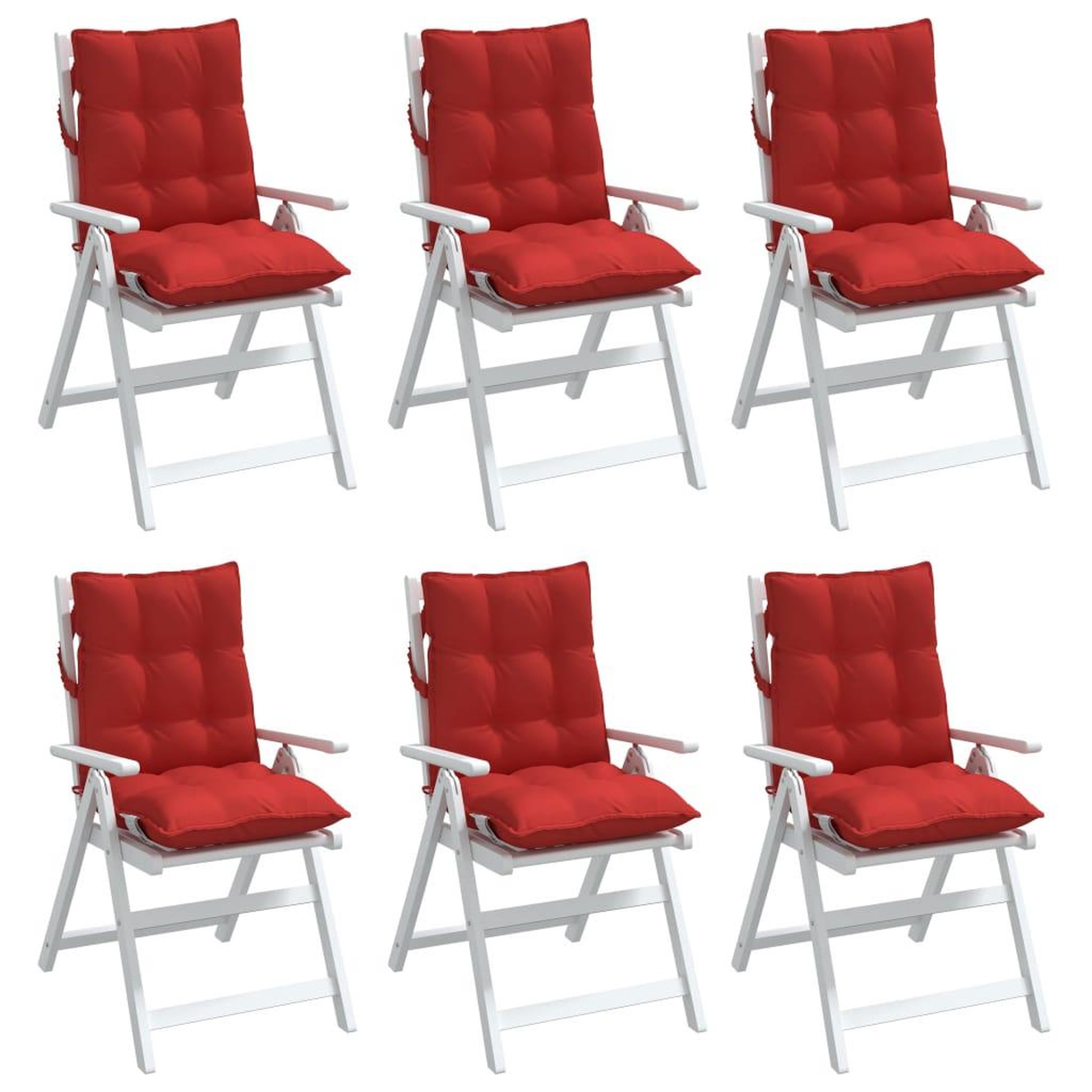 Voir la diapositive 4 : VIDAXL Coussins de chaise a dossier bas lot de 6 rouge tissu oxford