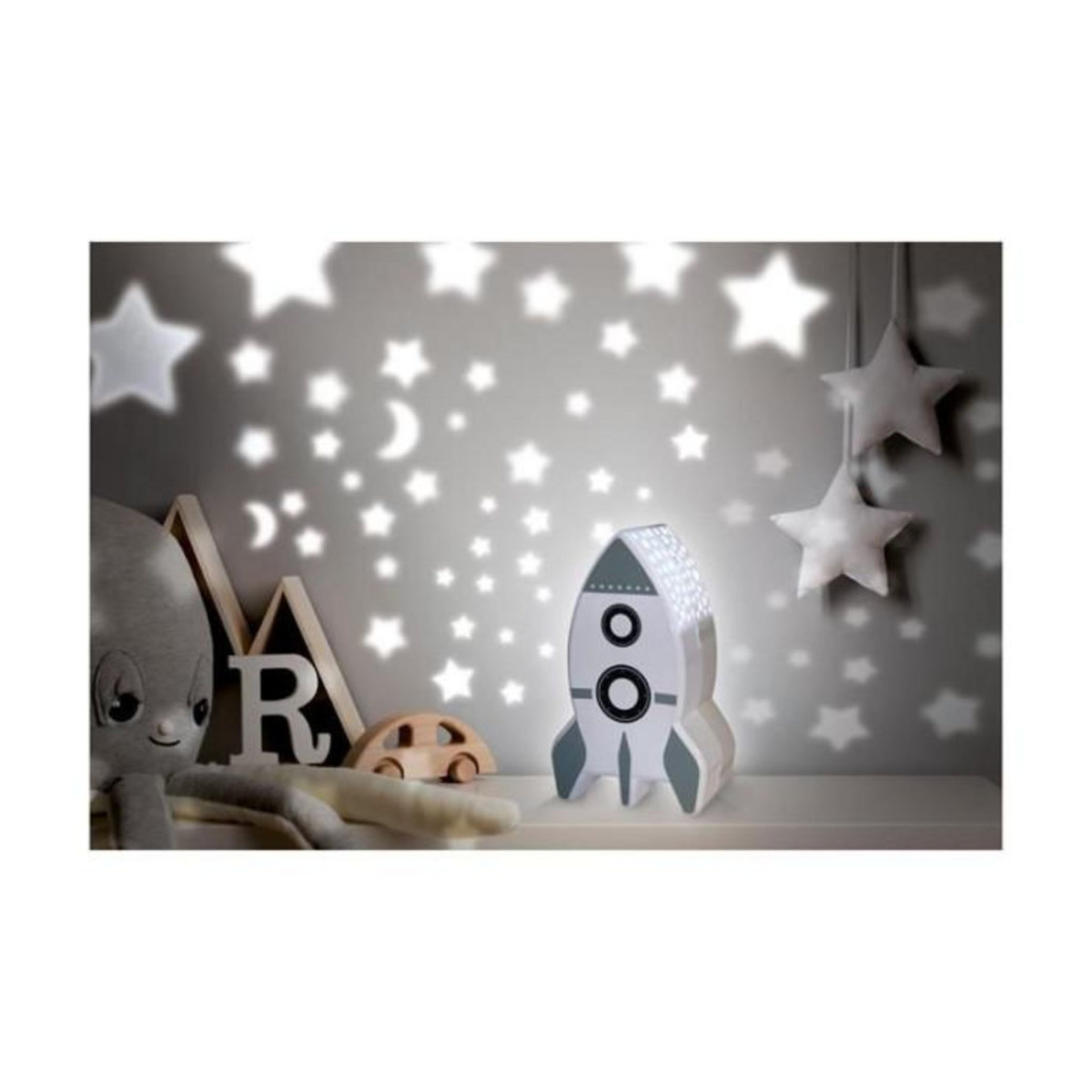 Paris Prix Veilleuse Projection Murale  Fusée  15cm Blanc