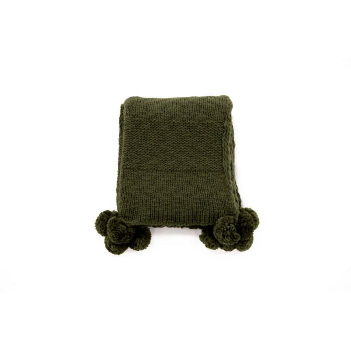 Paris Prix Plaid Avec Pompons  Anny  130x170cm Vert Mousse