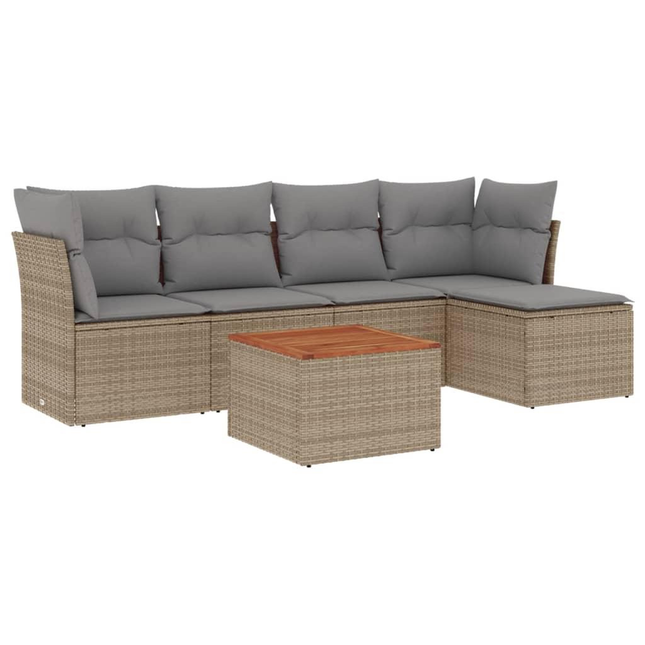 Voir la diapositive 2 : VIDAXL Salon de jardin avec coussins 6 pcs beige resine tressee