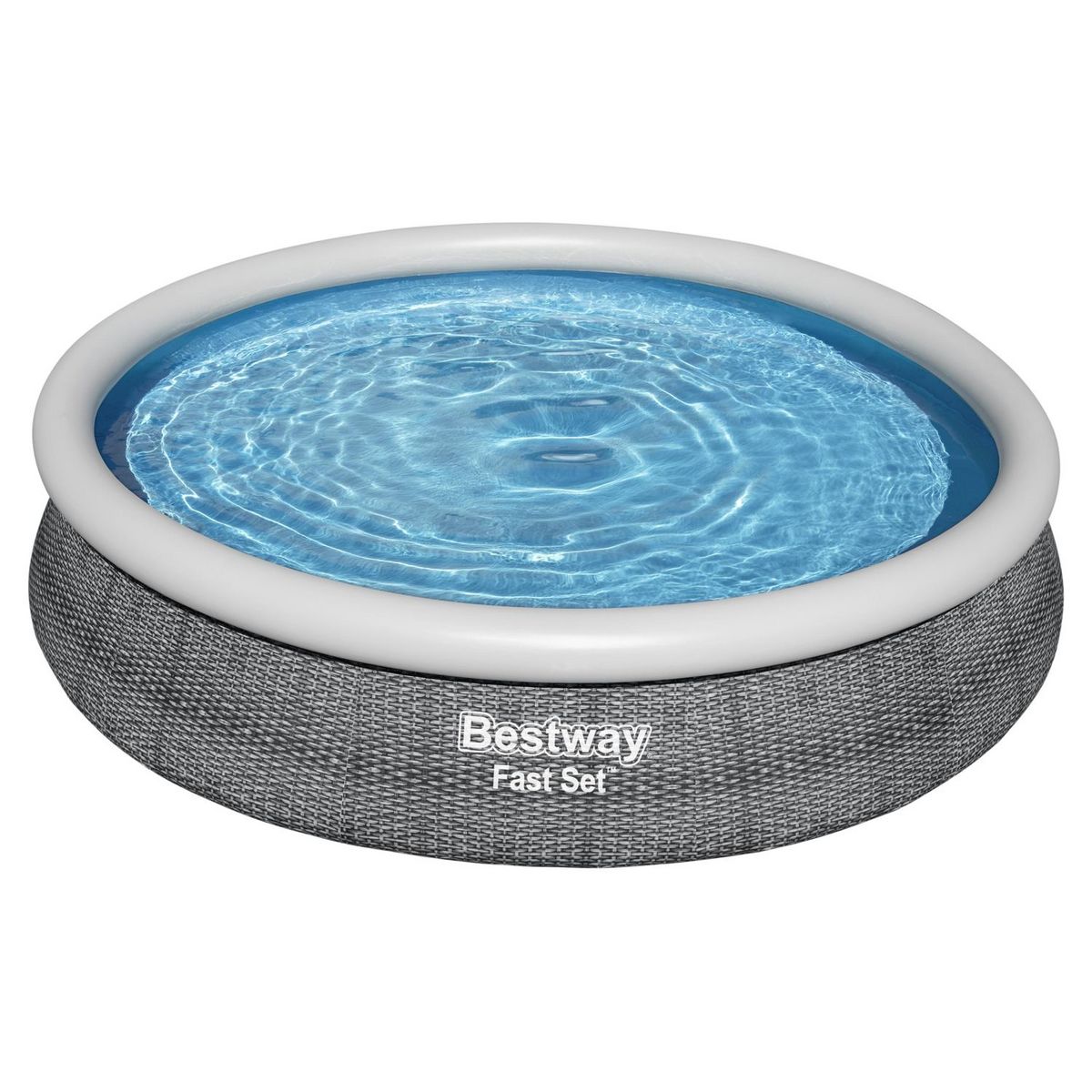 BESTWAY Piscine autoportée ronde motif rotin gris 366x76cm Fast Set
