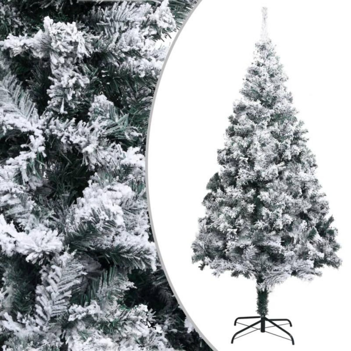 VIDAXL Sapin de Noël artificiel avec neige floquée vert 210 cm PVC