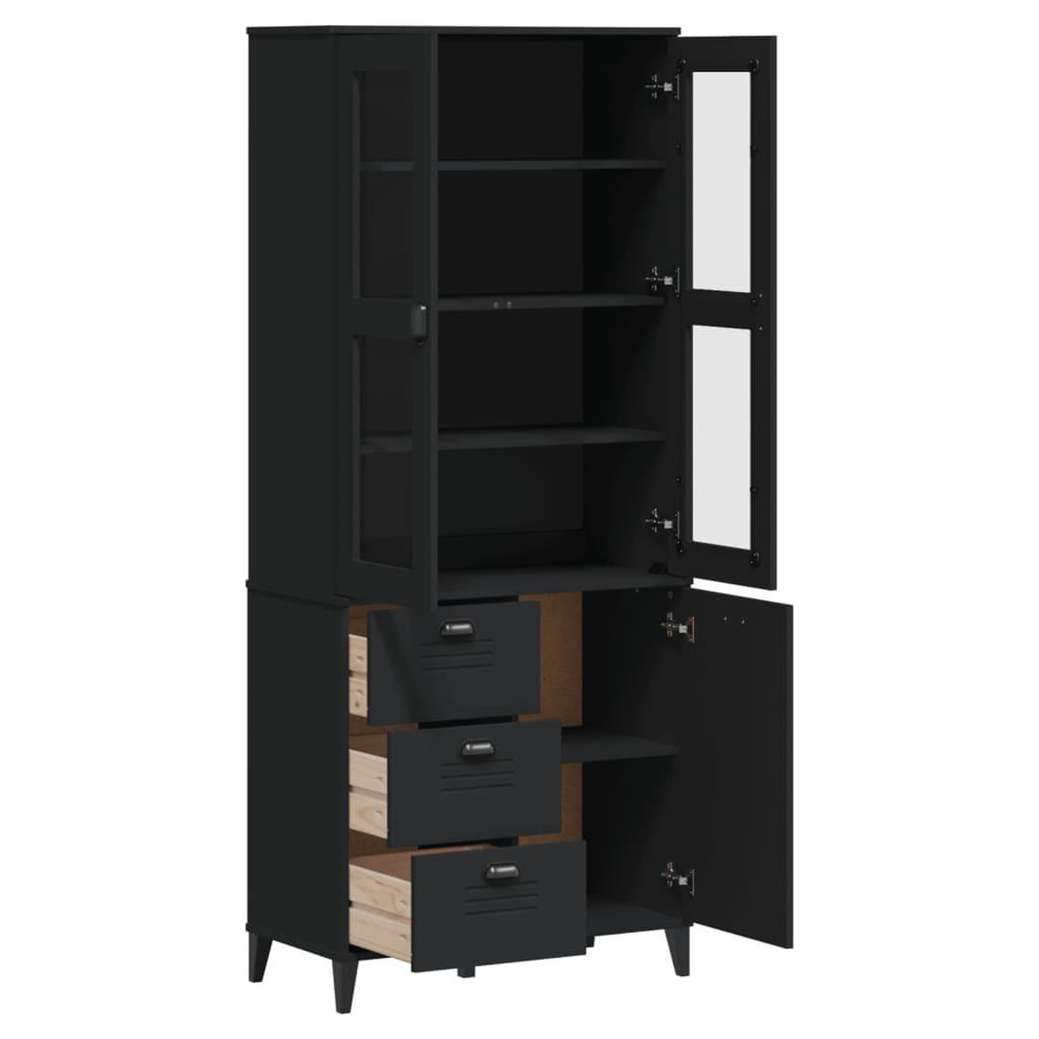 Voir la diapositive 5 : VIDAXL Buffet VIKEN noir 80x40x190 cm bois massif de pin