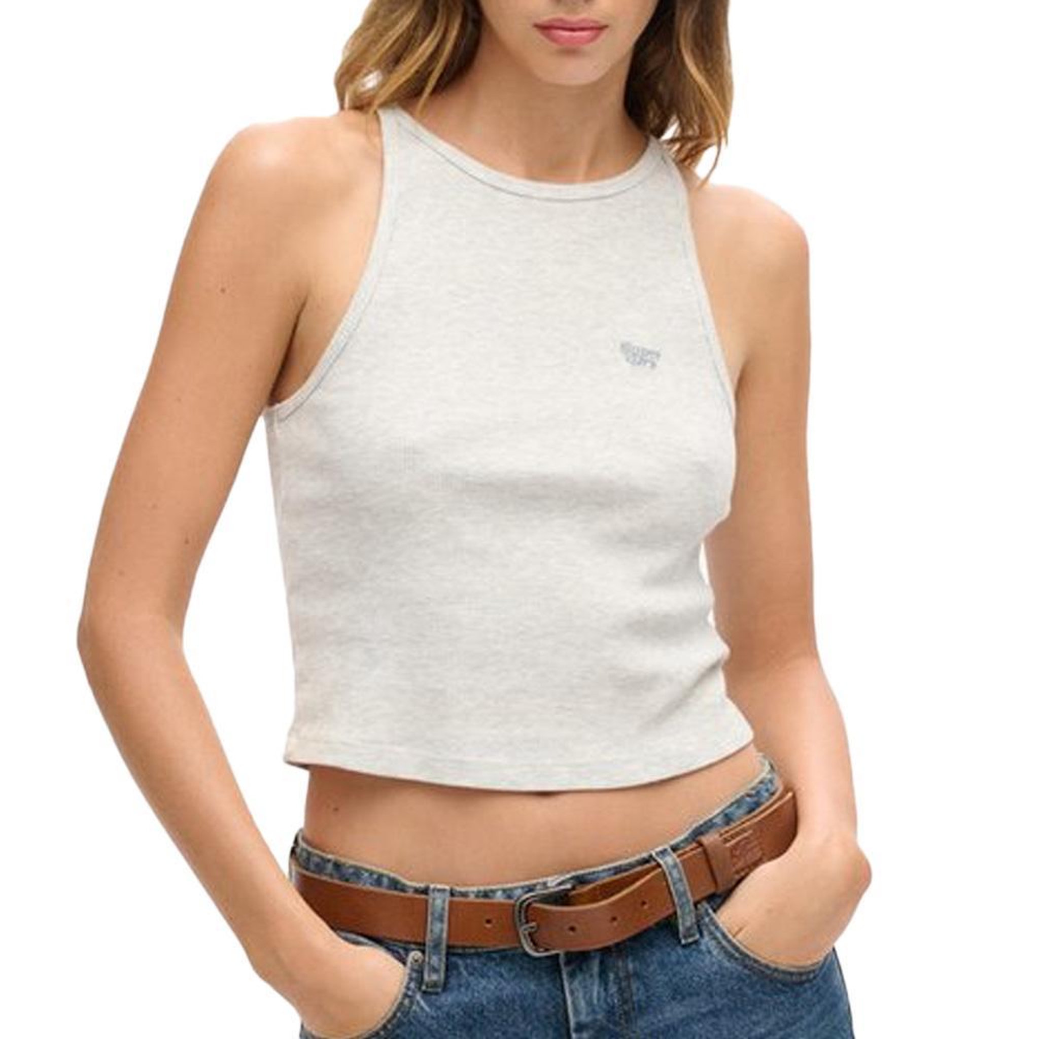 SUPERDRY Débardeur  Femme Superdry Essential Logo Racer. Coloris disponibles : Beige