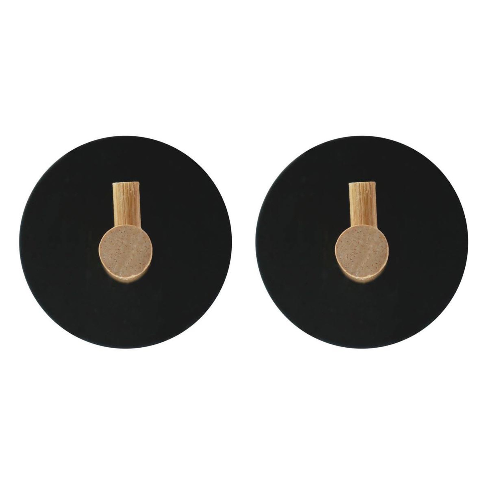 Douceur d'Intérieur Lot de 2 Patères Adhésives en Métal  Fixeo  5cm Noir