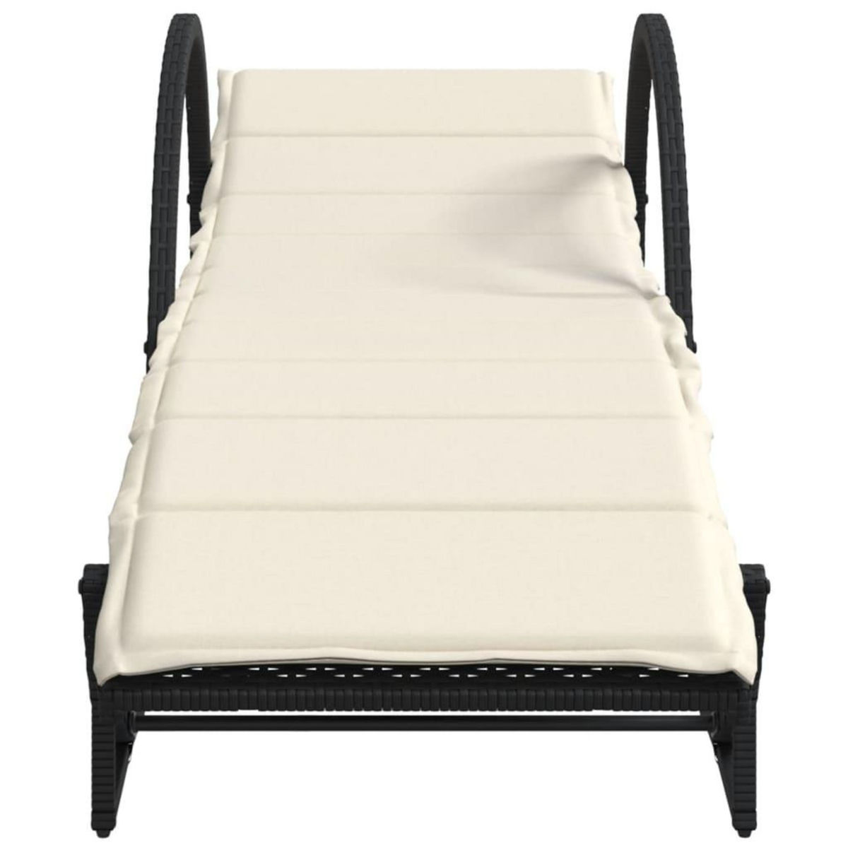VIDAXL Chaise longue avec coussin noir 60x199x42 cm resine tressee